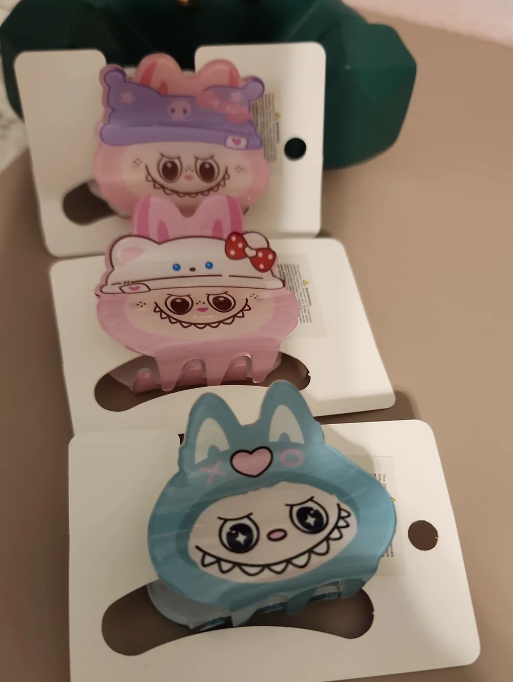 Kids Cute Character Hair Claw Clips - Blue & Pink